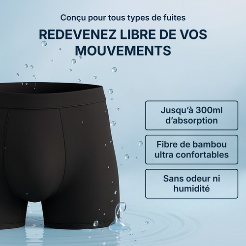 Boxer d'incontinence réutilisable pour Homme